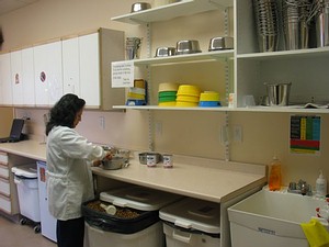 picture of kennel tech preparing food